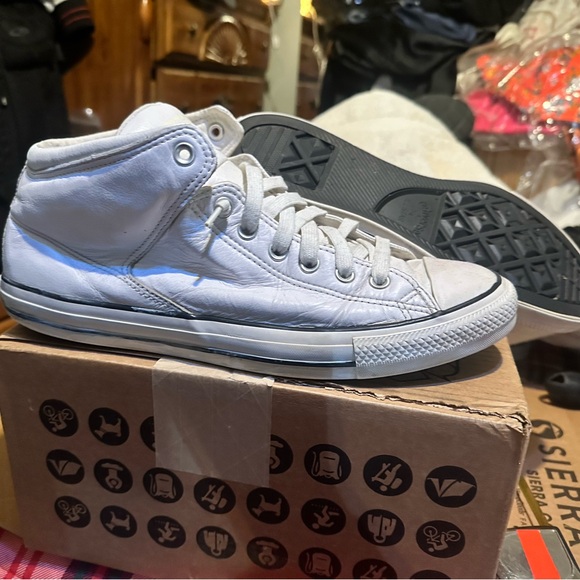 Size 11 white leather  chucks. Cleaned and conditioned - Picture 2 of 4